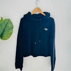 DICKIES | Black Cropped Hoodie With Logo Sleeves Size Large